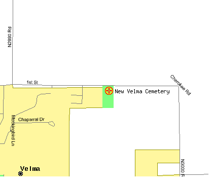 Map to New Velma cemetery