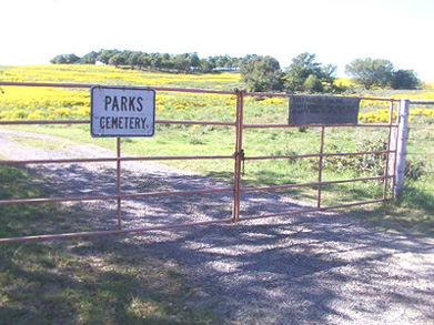 Parks Cemetery road gate photo